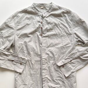 Caominmayi Mandarin Henley button shirt hemp cotton